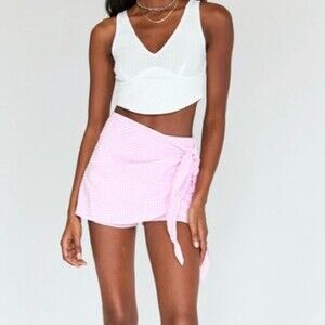 Princess Polly Kyla Pink Gingham Tie Waist Skort US Size 4